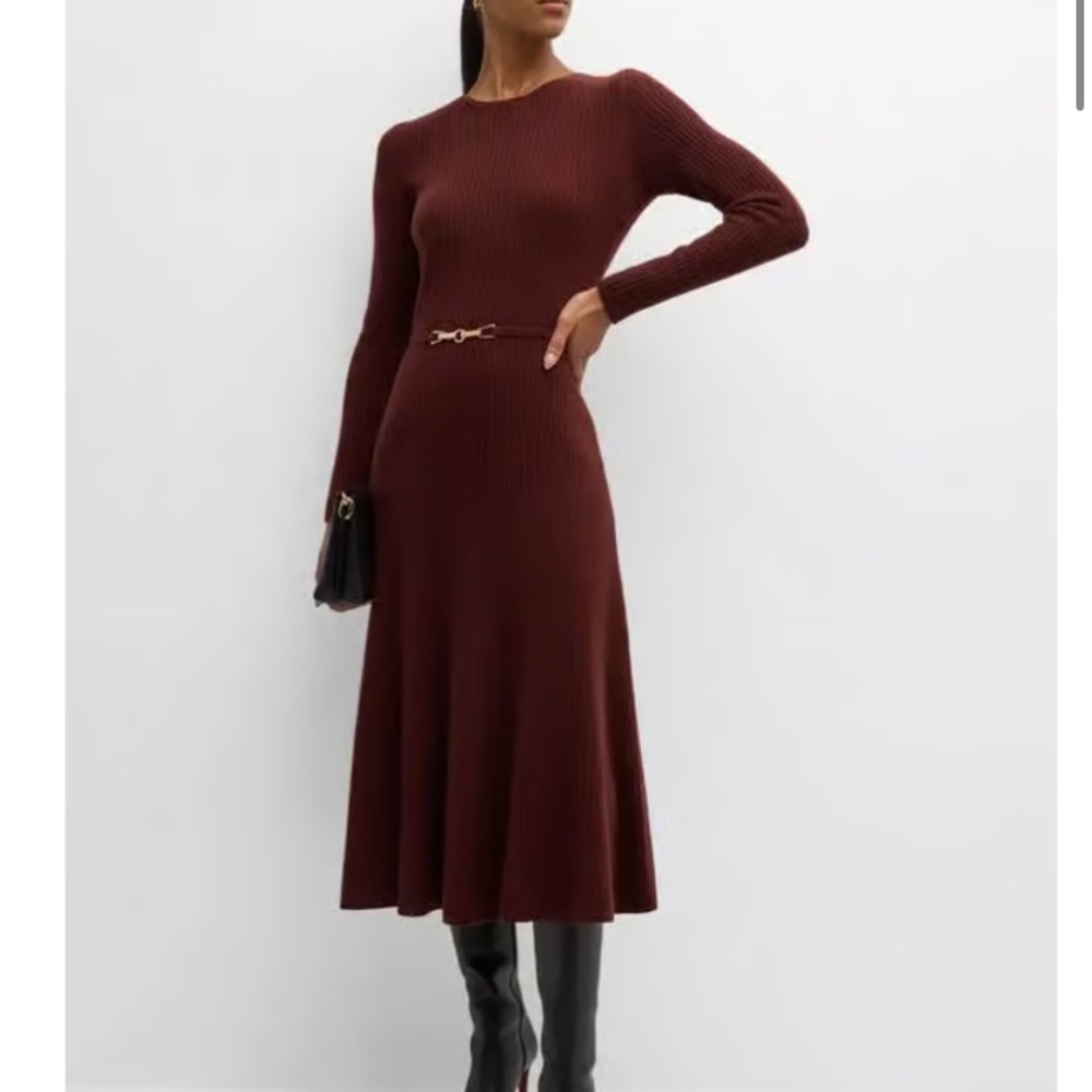 Elie Tahari Leith Belted Cashmere Sweater Dress Midi